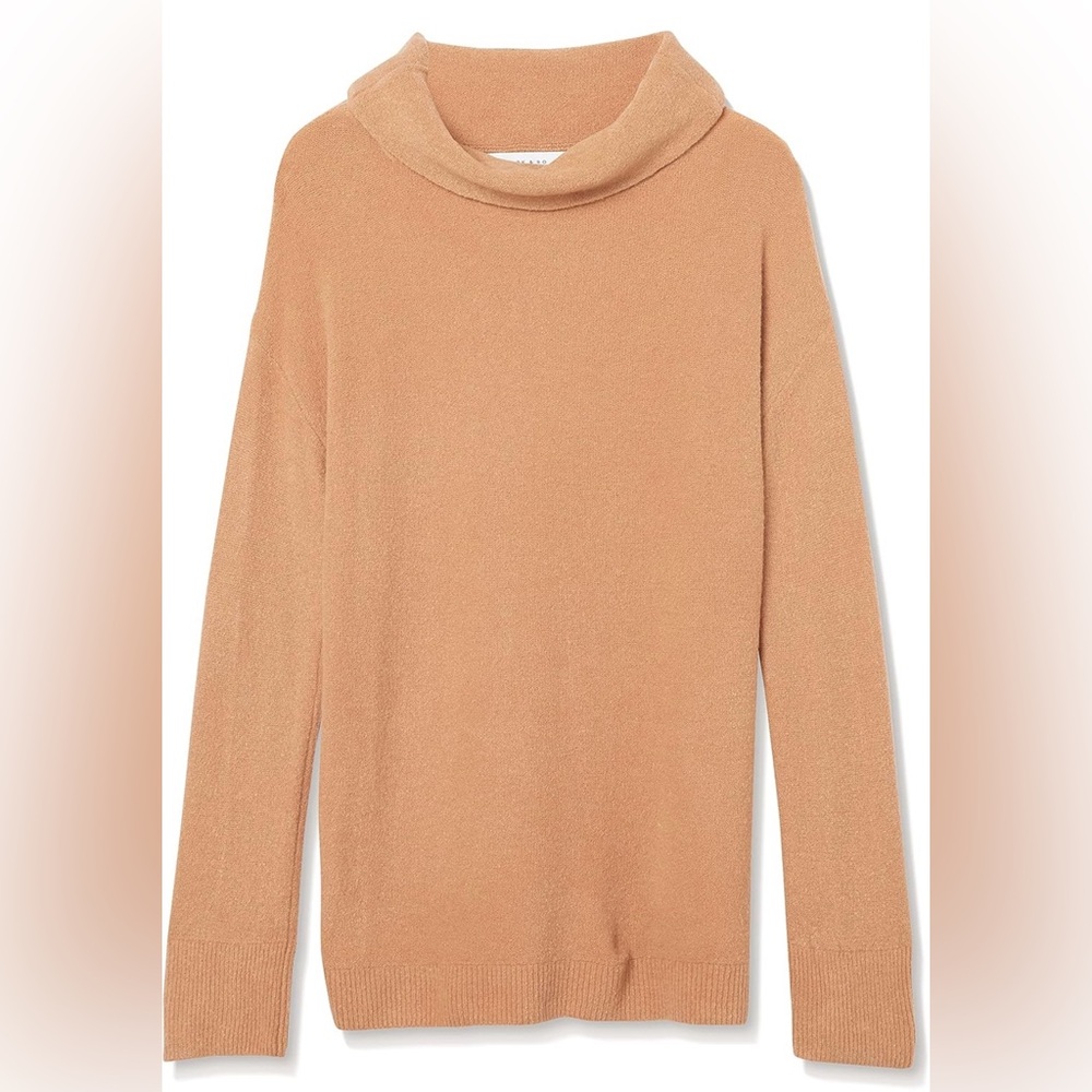 Elegant Tan Women's Boucle Turtleneck Oversized Sweater